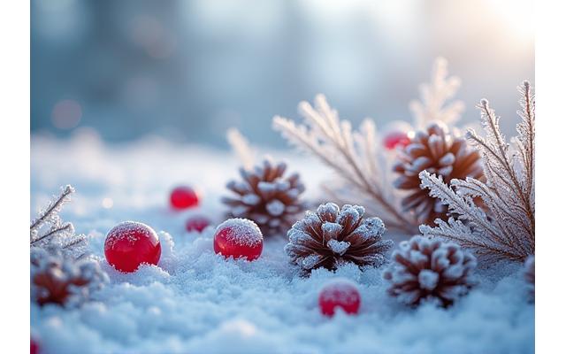 An art piece showcasing a winter wonderland theme with frosted leaves and berries, part of a past challenge.