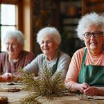 Group of seniors learning craft