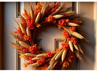 Carole's festive autumn wreath on a door