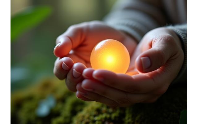 Hands gently holding a small, glowing light, symbolizing protection of data